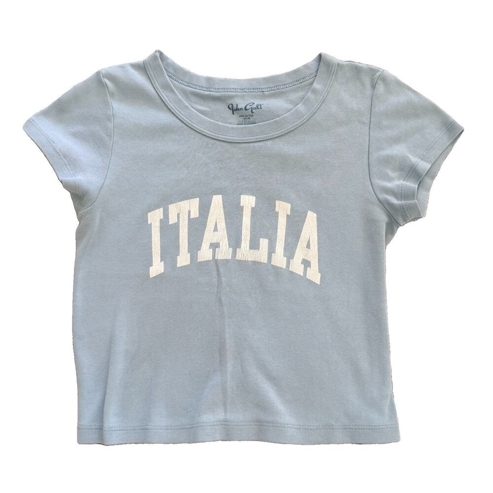 John Galt Brandy Melville ITALIA Light Blue Baby Tee Shirt One Size EUC